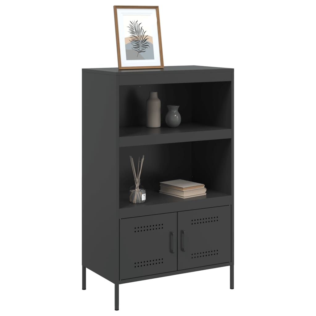 Buffet haut noir 68x39x113 cm acier