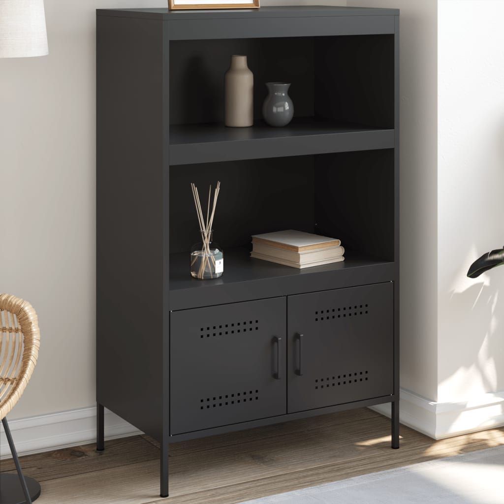 Buffet haut noir 68x39x113 cm acier