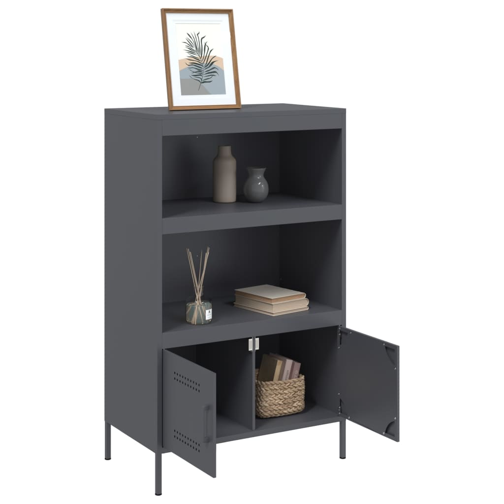 Buffet haut anthracite 68x39x113 cm acier