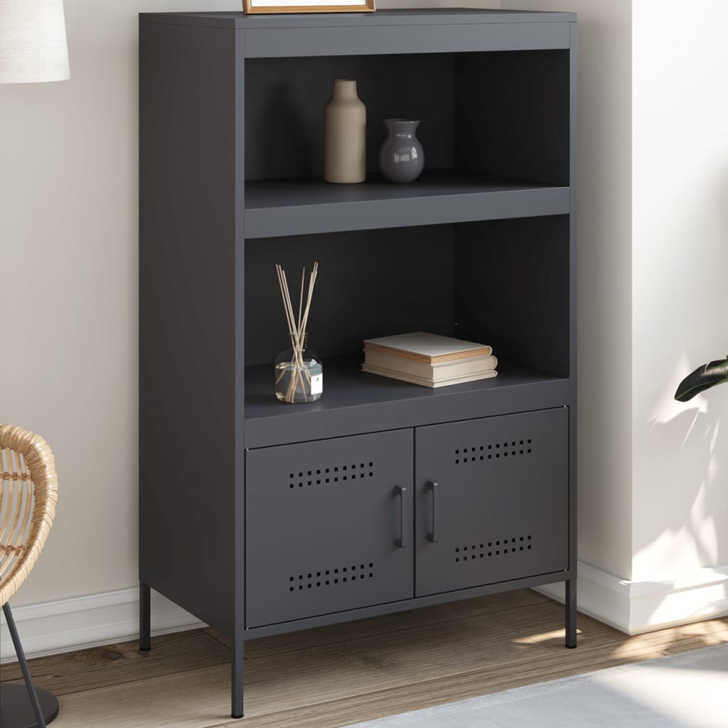 Buffet haut anthracite 68x39x113 cm acier