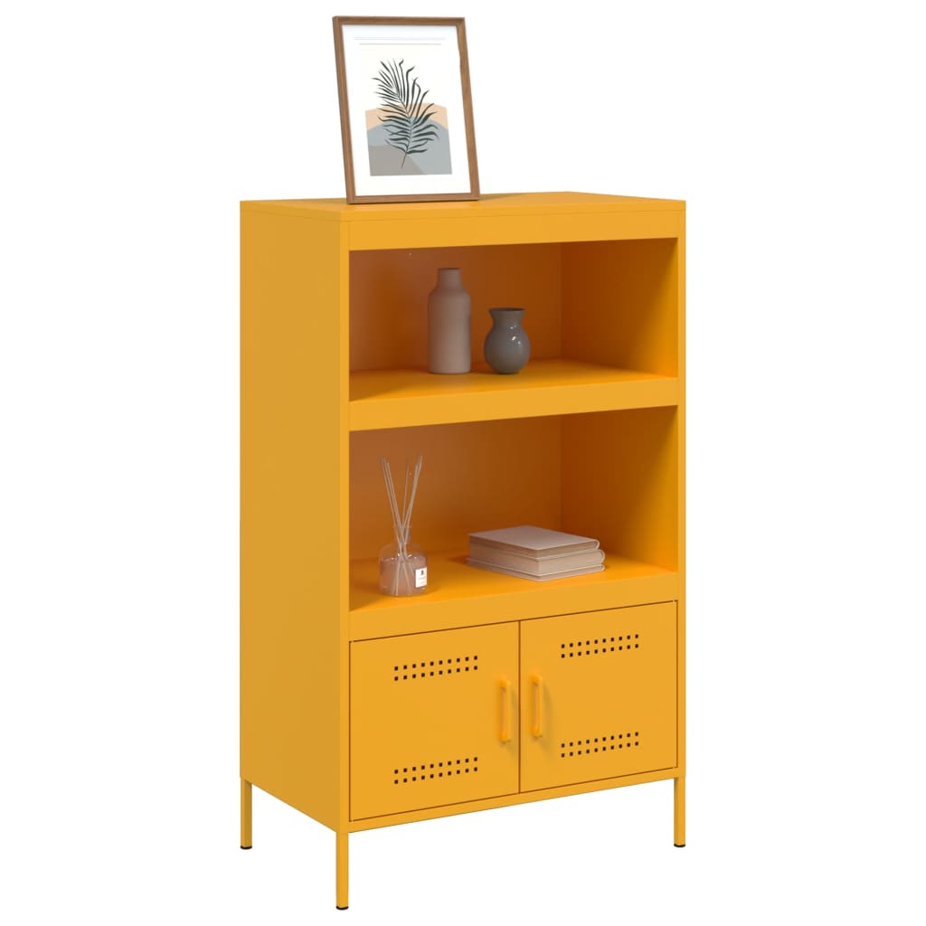 Mustard yellow high sideboard 68x39x113 cm steel