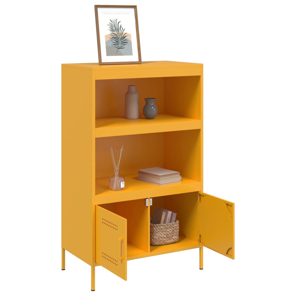 Buffet haut jaune moutarde 68x39x113 cm acier