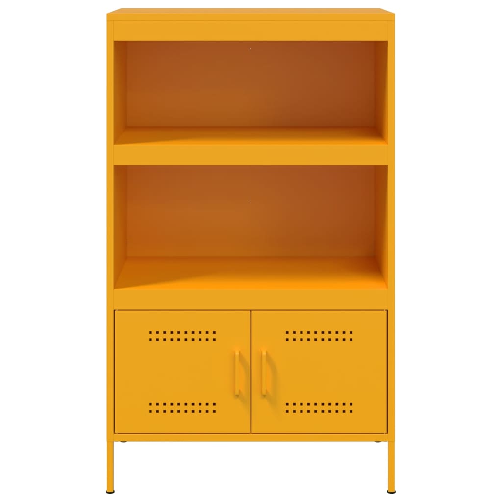 Mustard yellow high sideboard 68x39x113 cm steel