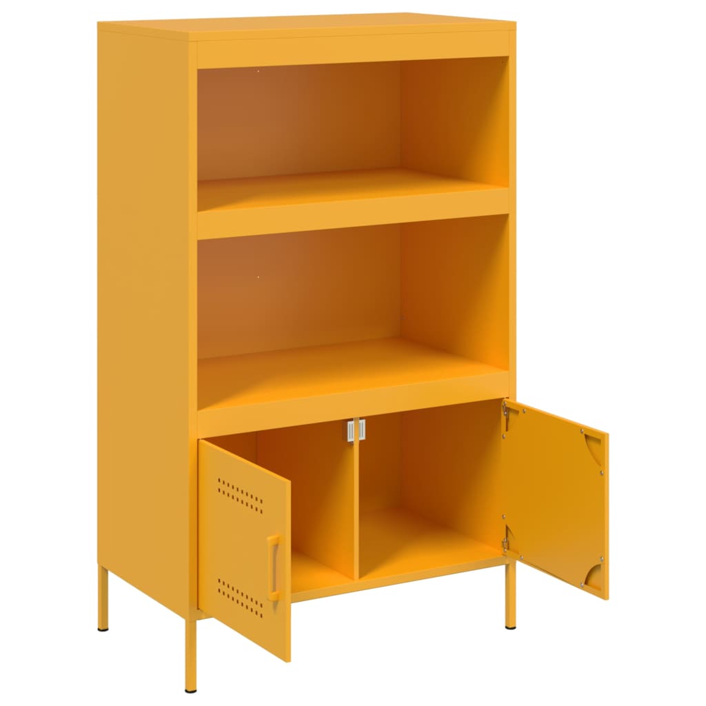 Mustard yellow high sideboard 68x39x113 cm steel