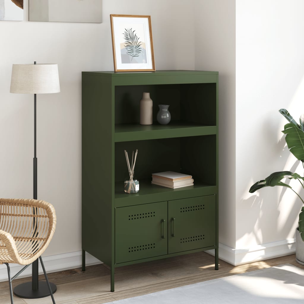 Buffet haut vert olive 68x39x113 cm acier