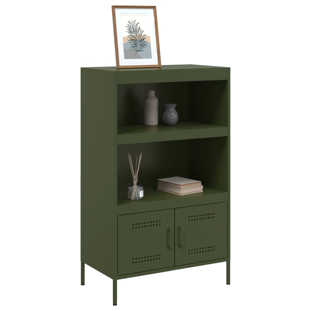 Buffet haut vert olive 68x39x113 cm acier