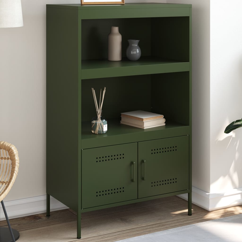 Buffet haut vert olive 68x39x113 cm acier