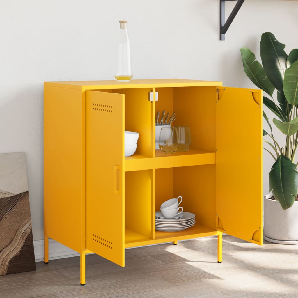 Buffet jaune moutarde 68x39x79 cm acier