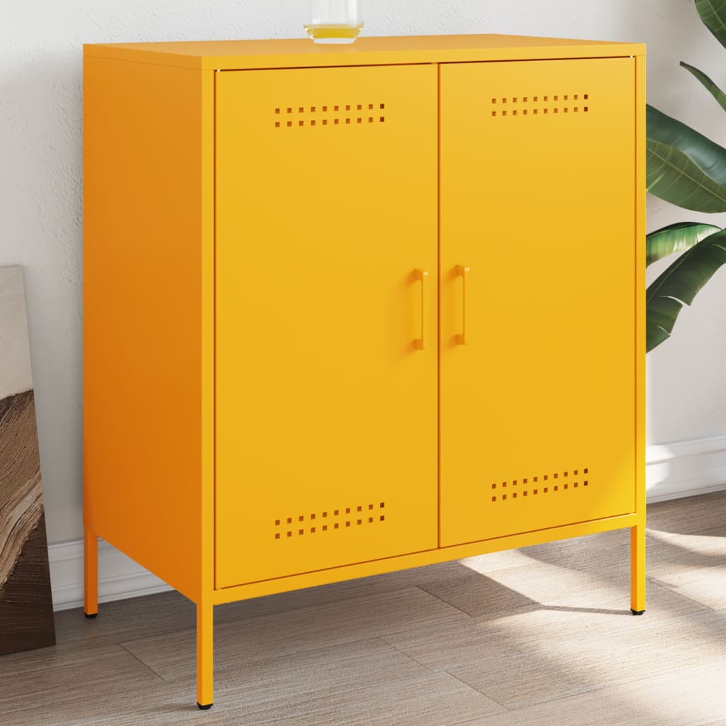 Buffet jaune moutarde 68x39x79 cm acier