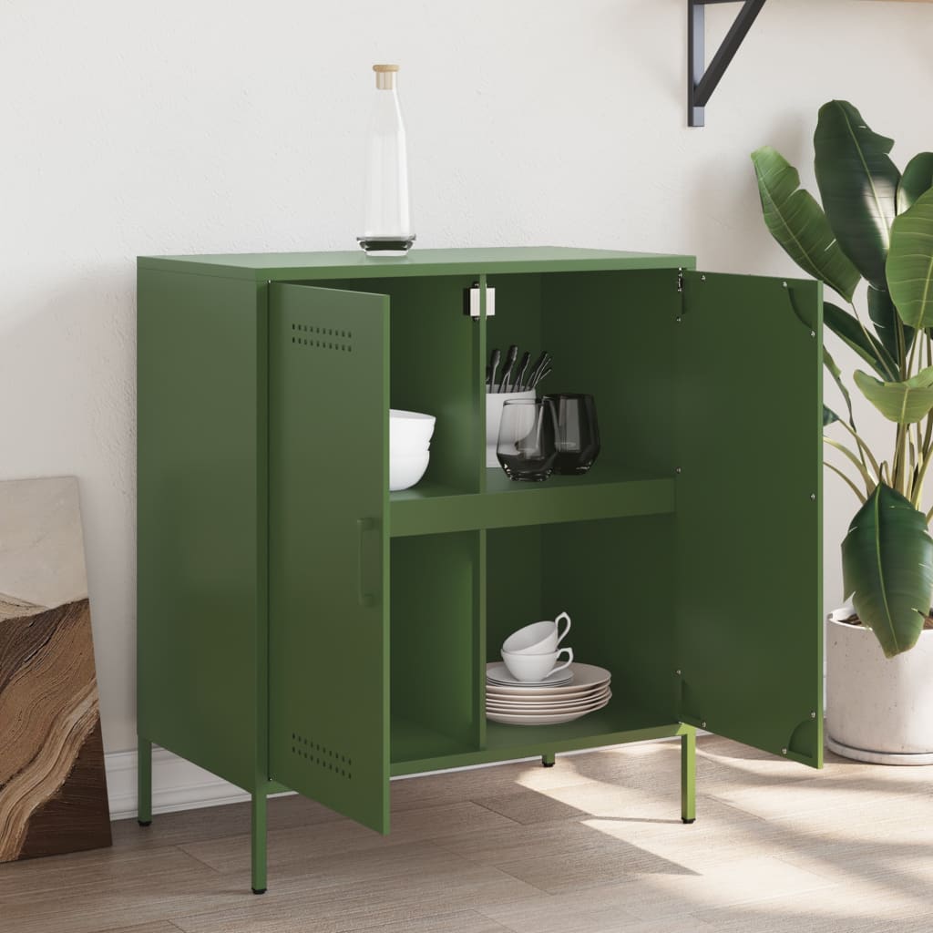 Buffet vert olive 68x39x79 cm acier