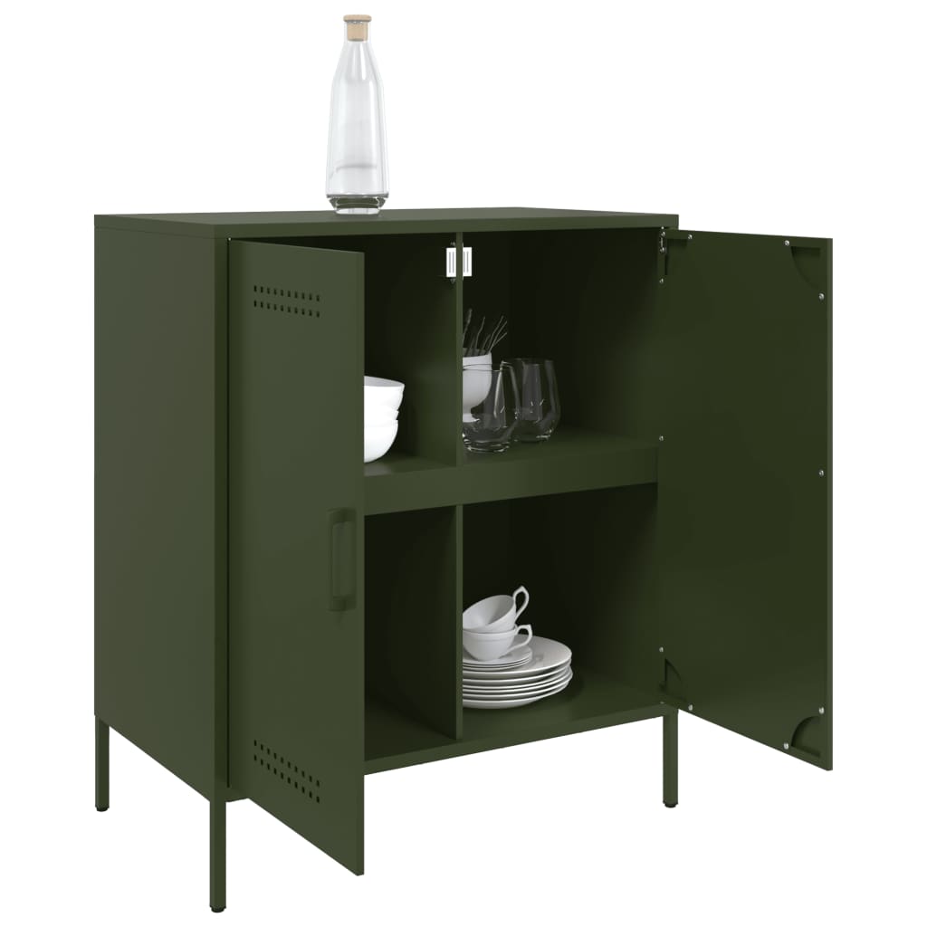 Buffet vert olive 68x39x79 cm acier