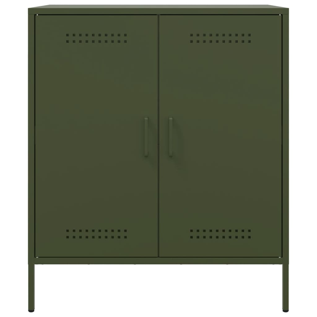 Olivgrünes Sideboard 68x39x79 cm aus Stahl