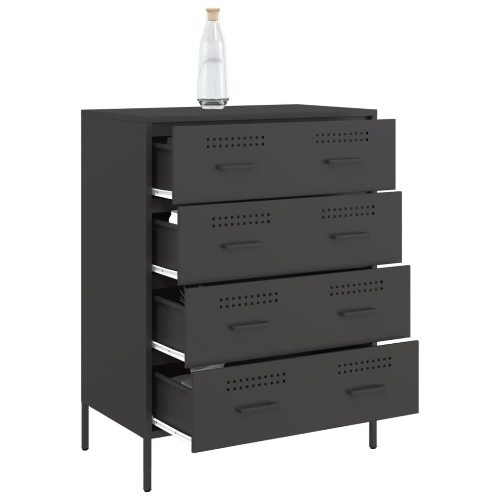 Buffet noir 68x39x89 cm acier