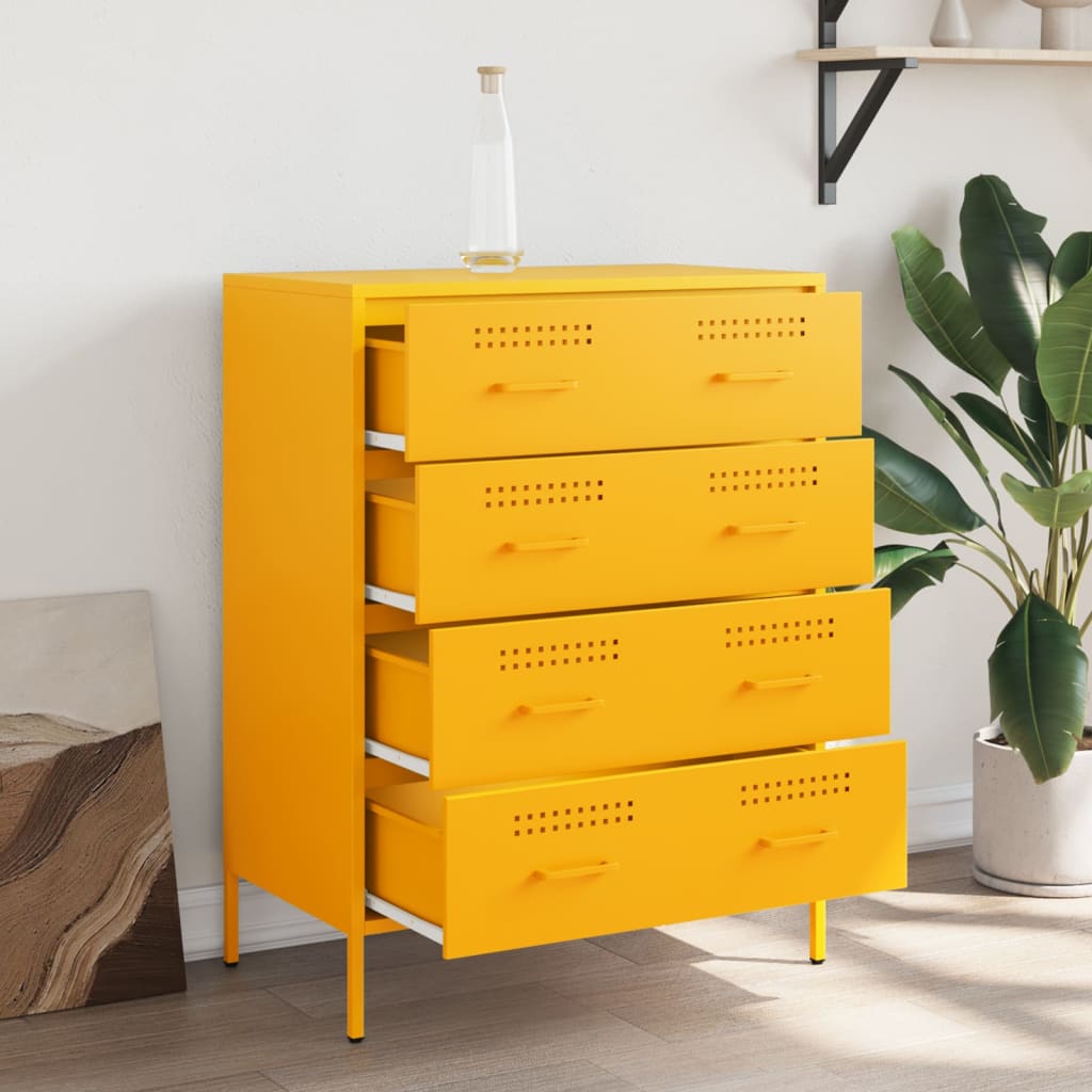 Buffet jaune moutarde 68x39x89 cm acier