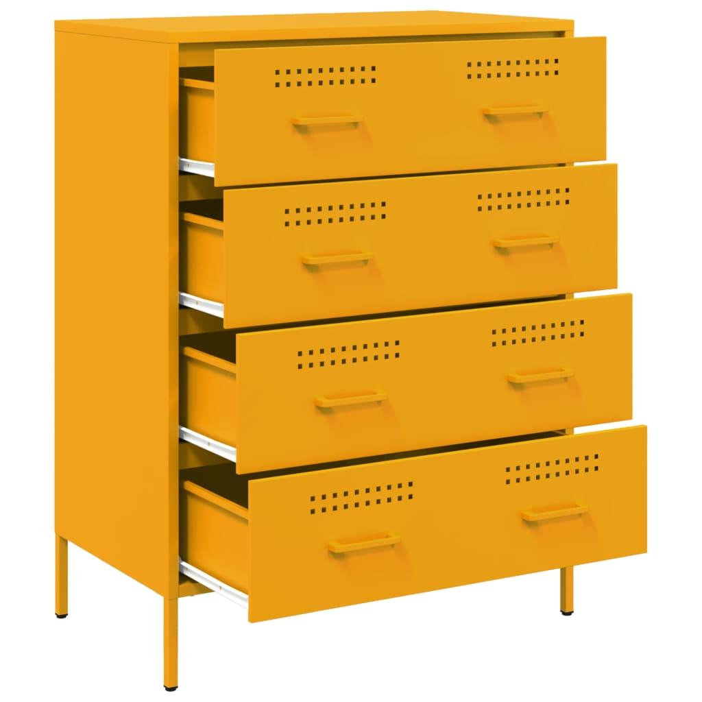 Buffet jaune moutarde 68x39x89 cm acier