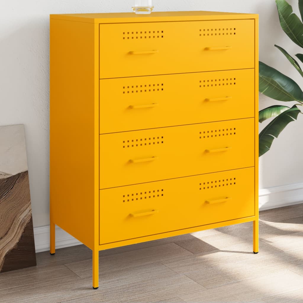 Buffet jaune moutarde 68x39x89 cm acier