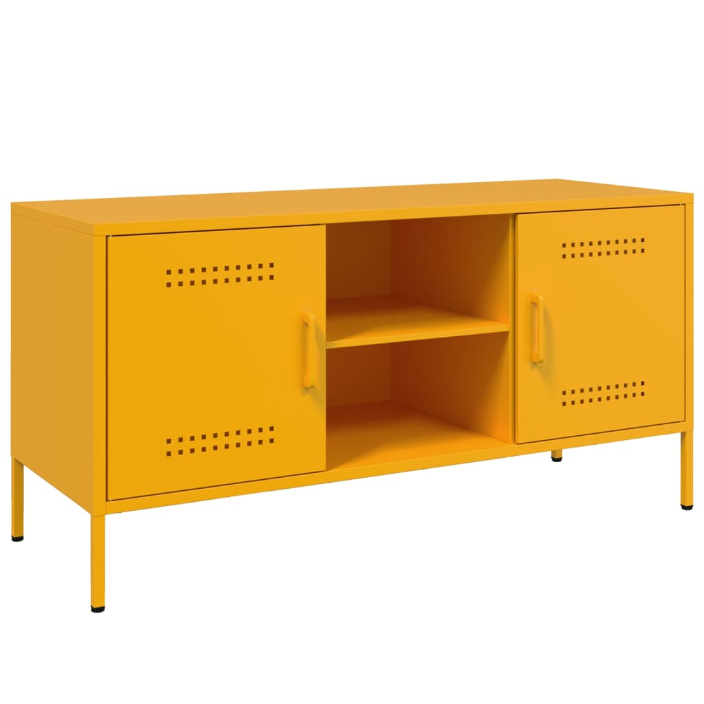 Meuble TV jaune moutarde 100,5x39x50,5 cm acier