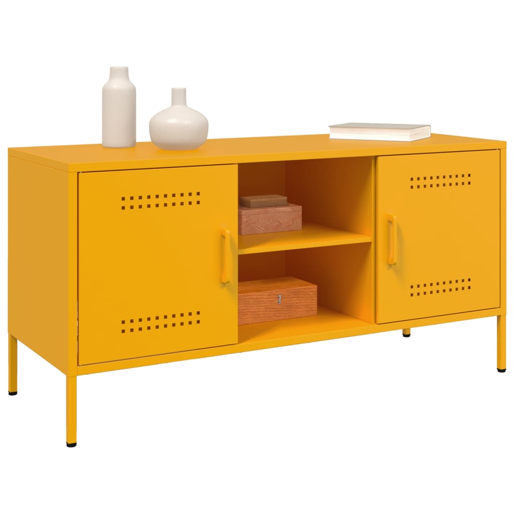 Meuble TV jaune moutarde 100,5x39x50,5 cm acier