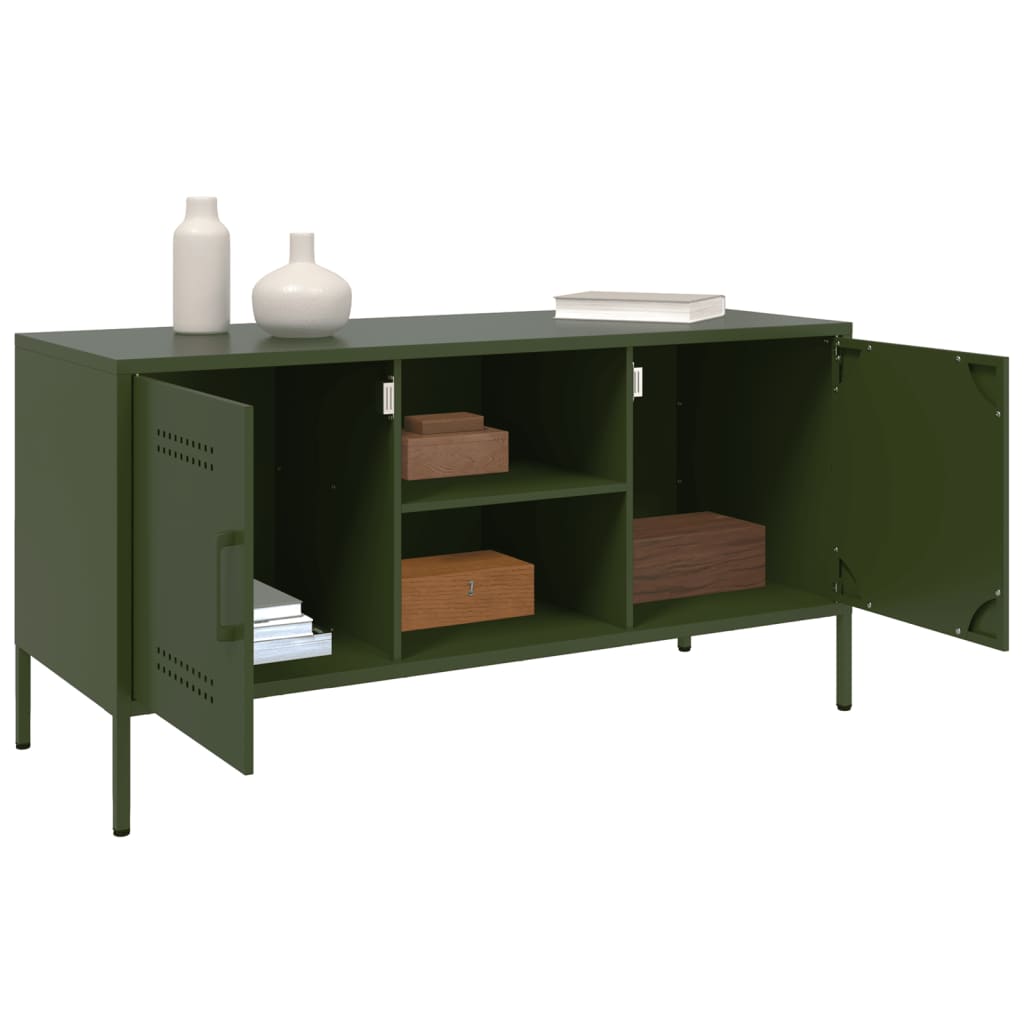 Meuble TV vert olive 100,5x39x50,5 cm acier