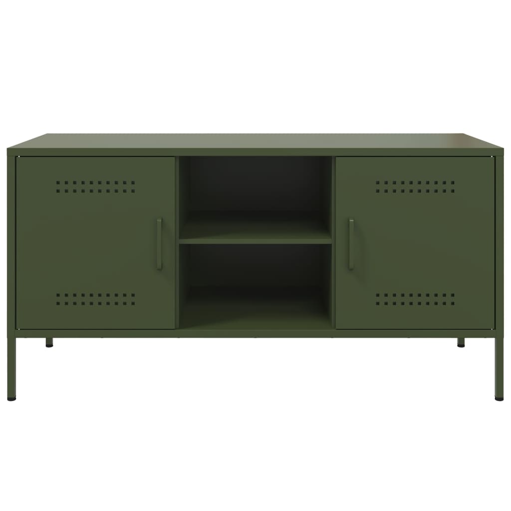 Meuble TV vert olive 100,5x39x50,5 cm acier