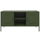 Meuble TV vert olive 100,5x39x50,5 cm acier