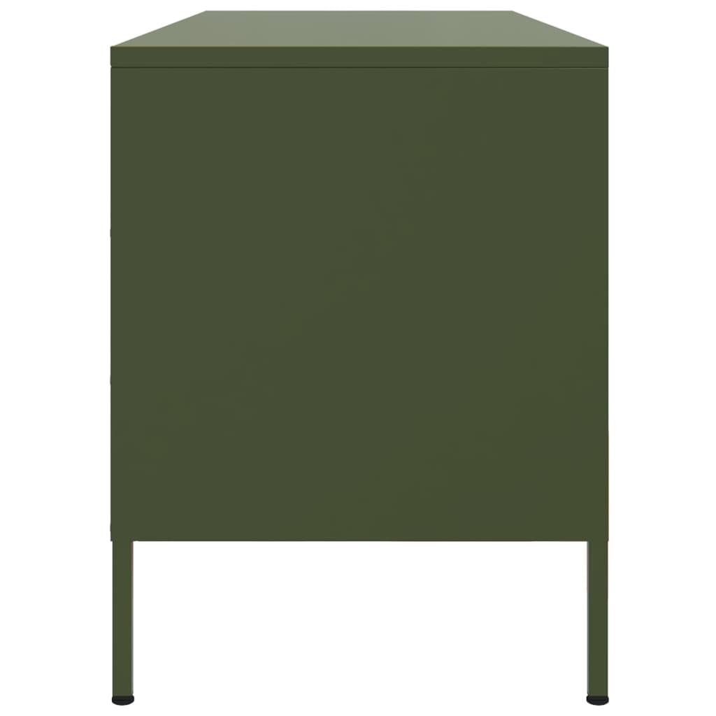 Meuble TV vert olive 100,5x39x50,5 cm acier