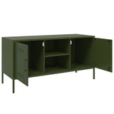 Meuble TV vert olive 100,5x39x50,5 cm acier