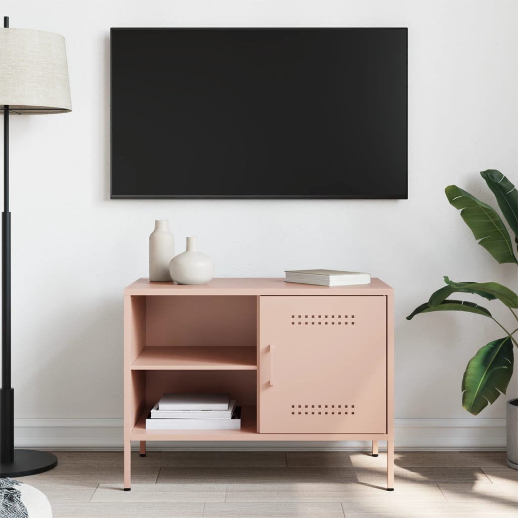 Meuble TV rose 68x39x50,5 cm acier