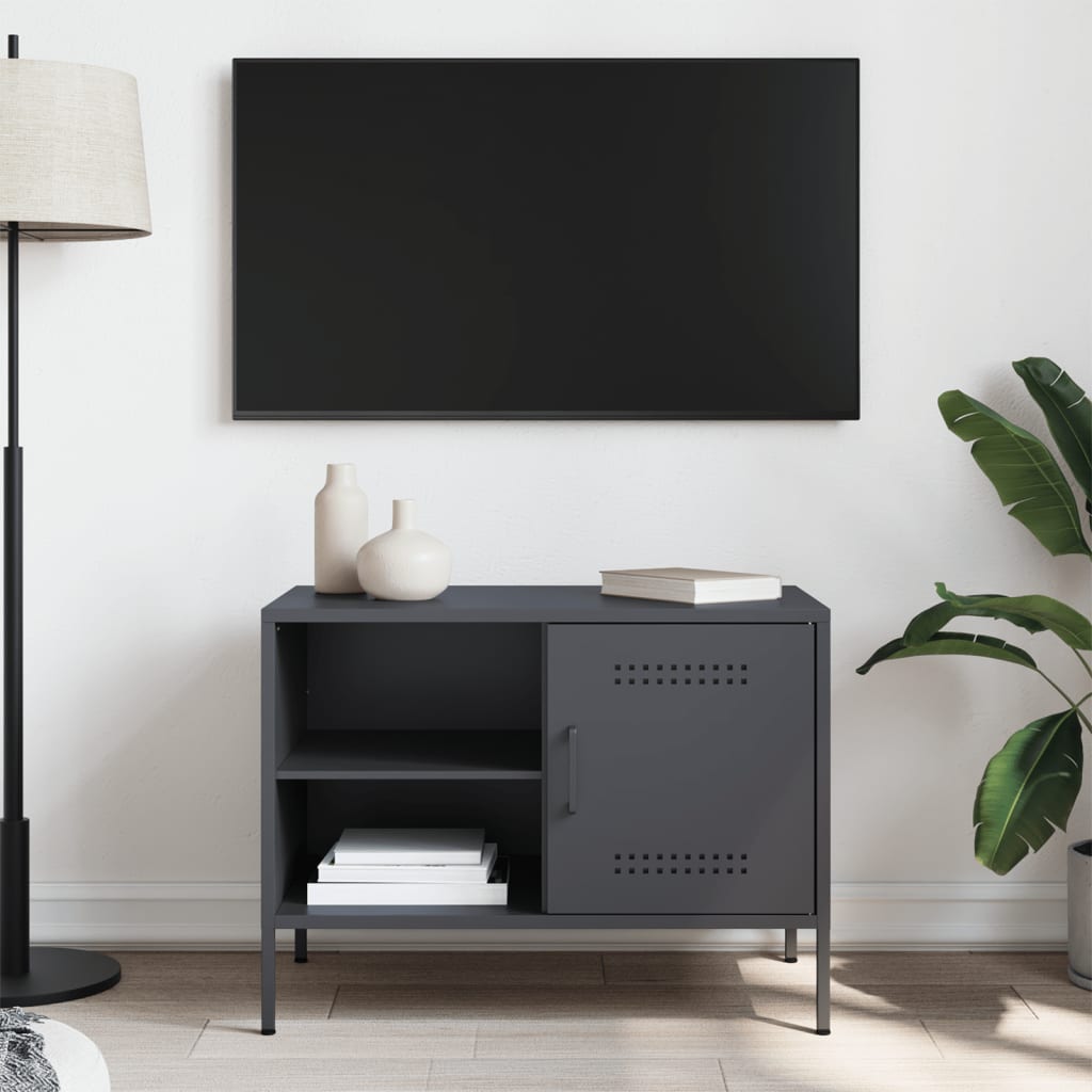 Meuble TV anthracite 68x39x50,5 cm acier