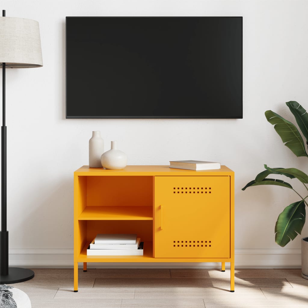 Meuble TV jaune moutarde 68x39x50,5 cm acier