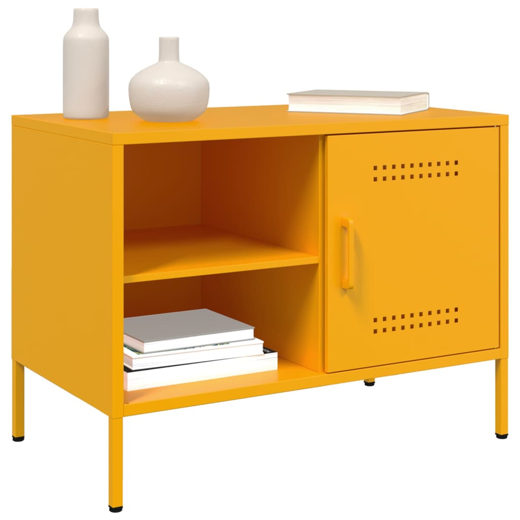 Meuble TV jaune moutarde 68x39x50,5 cm acier