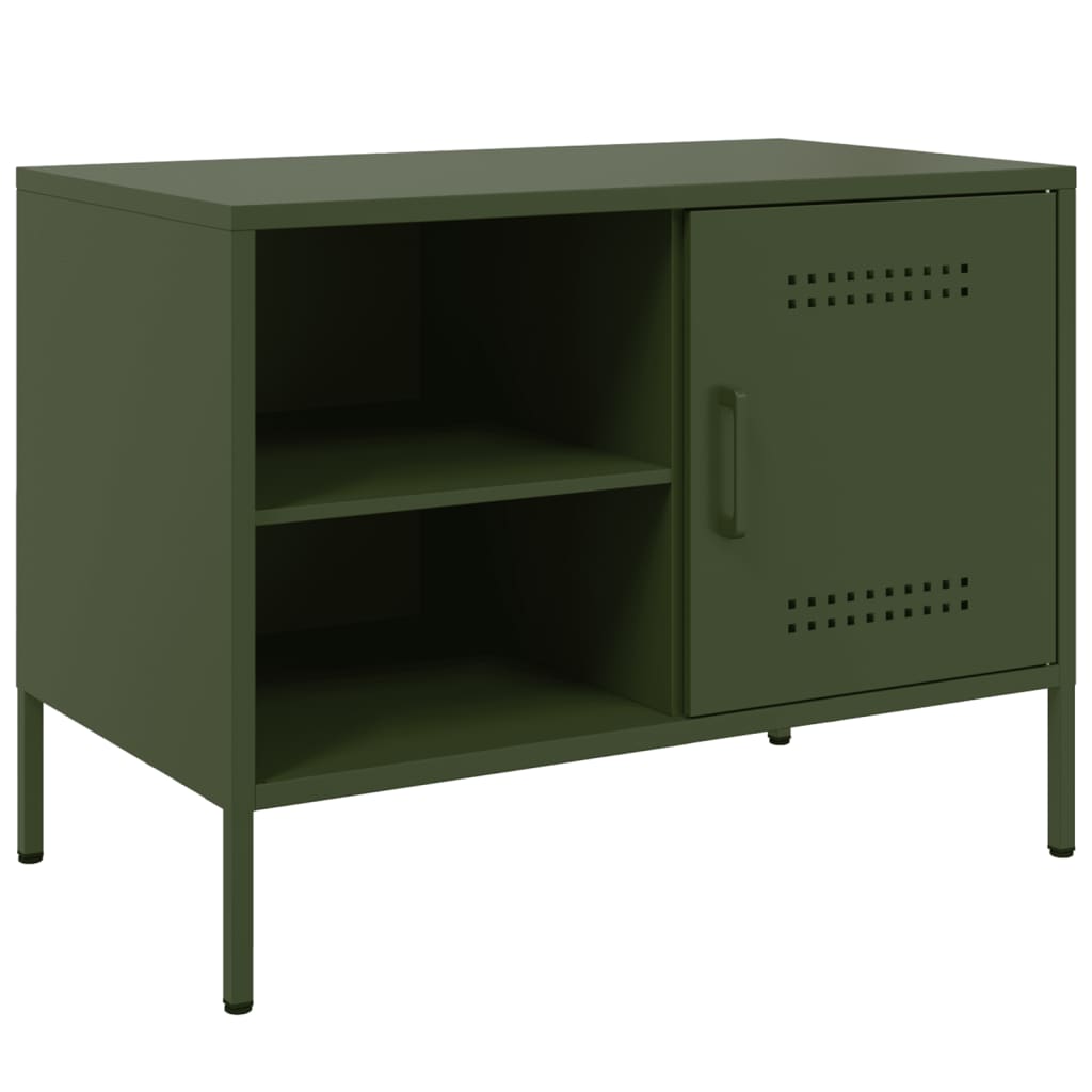 Meuble TV vert olive 68x39x50,5 cm acier