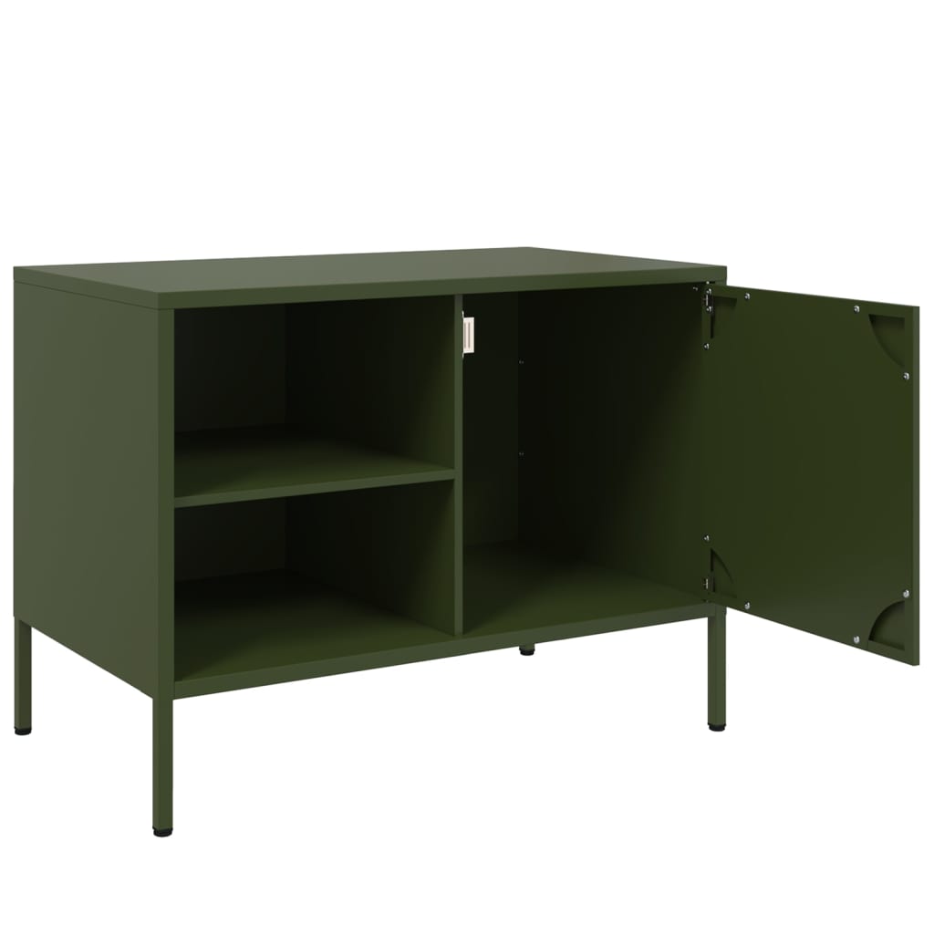 Meuble TV vert olive 68x39x50,5 cm acier