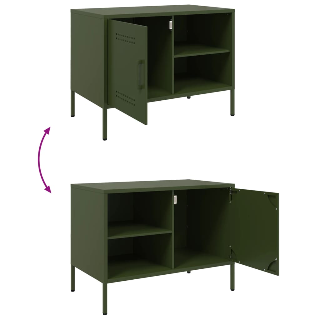 Meuble TV vert olive 68x39x50,5 cm acier