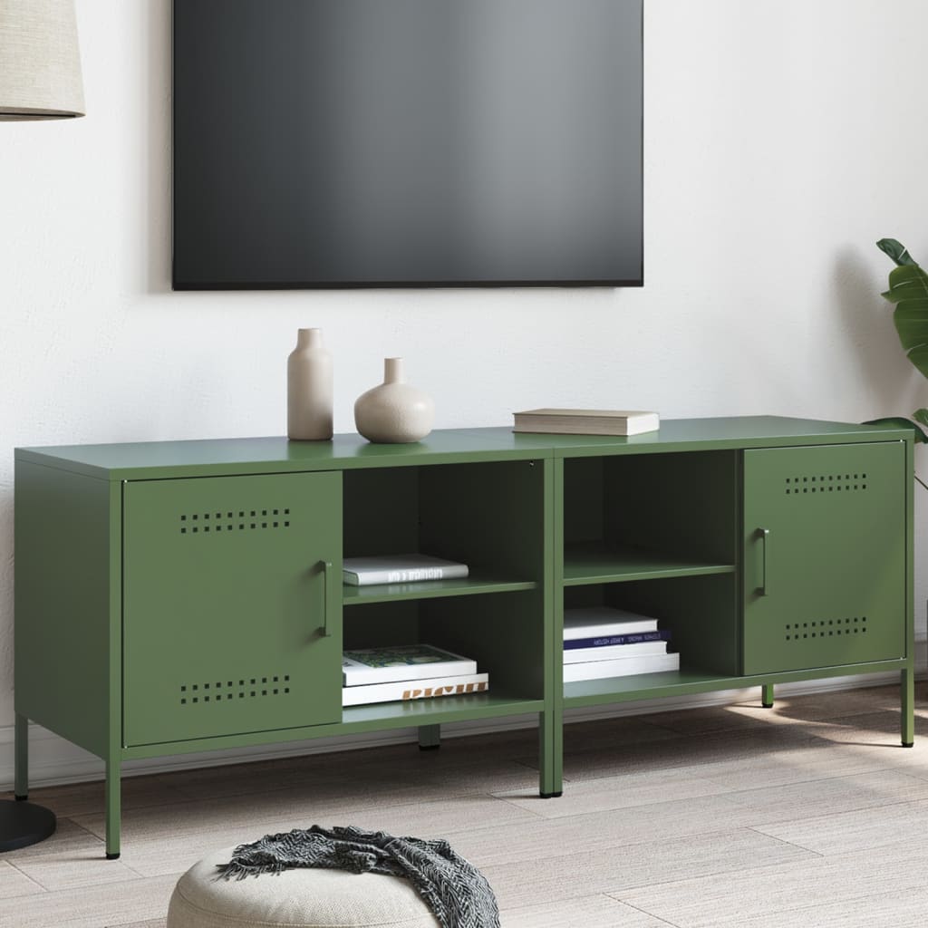 Meubles TV 2 pcs vert olive 68x39x50,5 cm acier