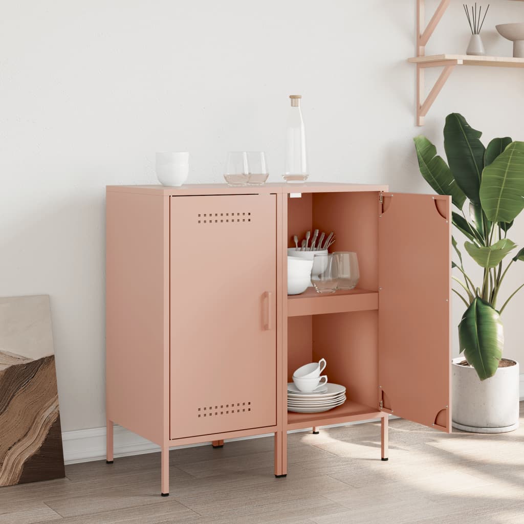 Sideboards 2 Stück rosa 36x39x79 cm Stahl