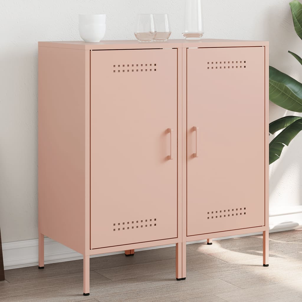 Sideboards 2 Stück rosa 36x39x79 cm Stahl