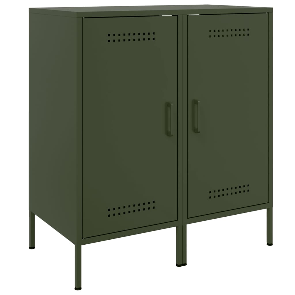 Buffets 2 pcs vert olive 36x39x79 cm acier