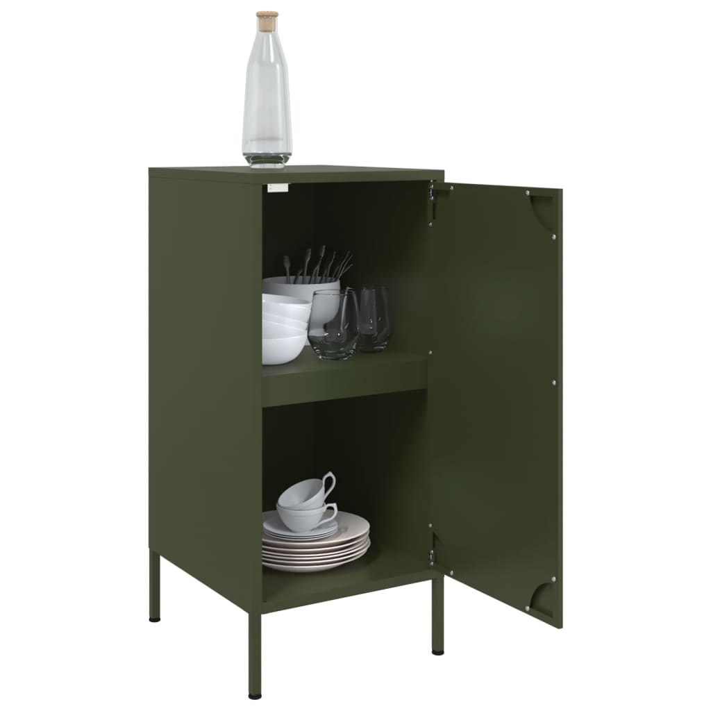 Buffets 2 pcs vert olive 36x39x79 cm acier