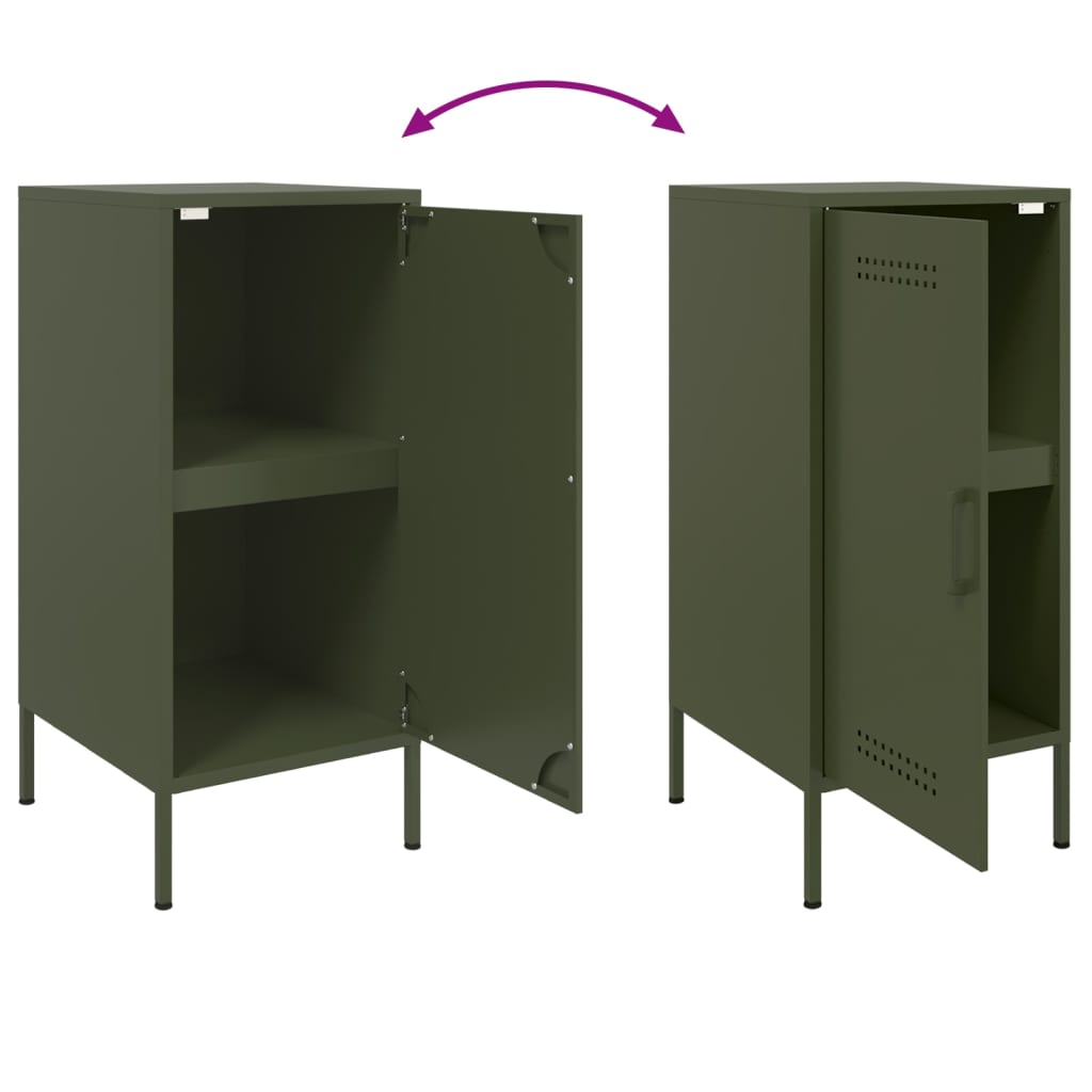 Buffets 2 pcs vert olive 36x39x79 cm acier