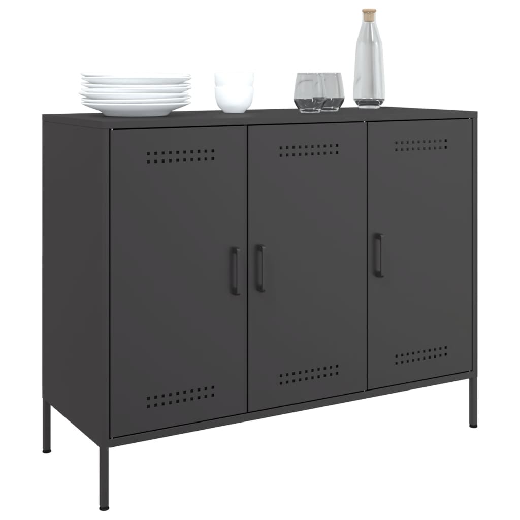 Buffet noir 100,5x39x79 cm acier