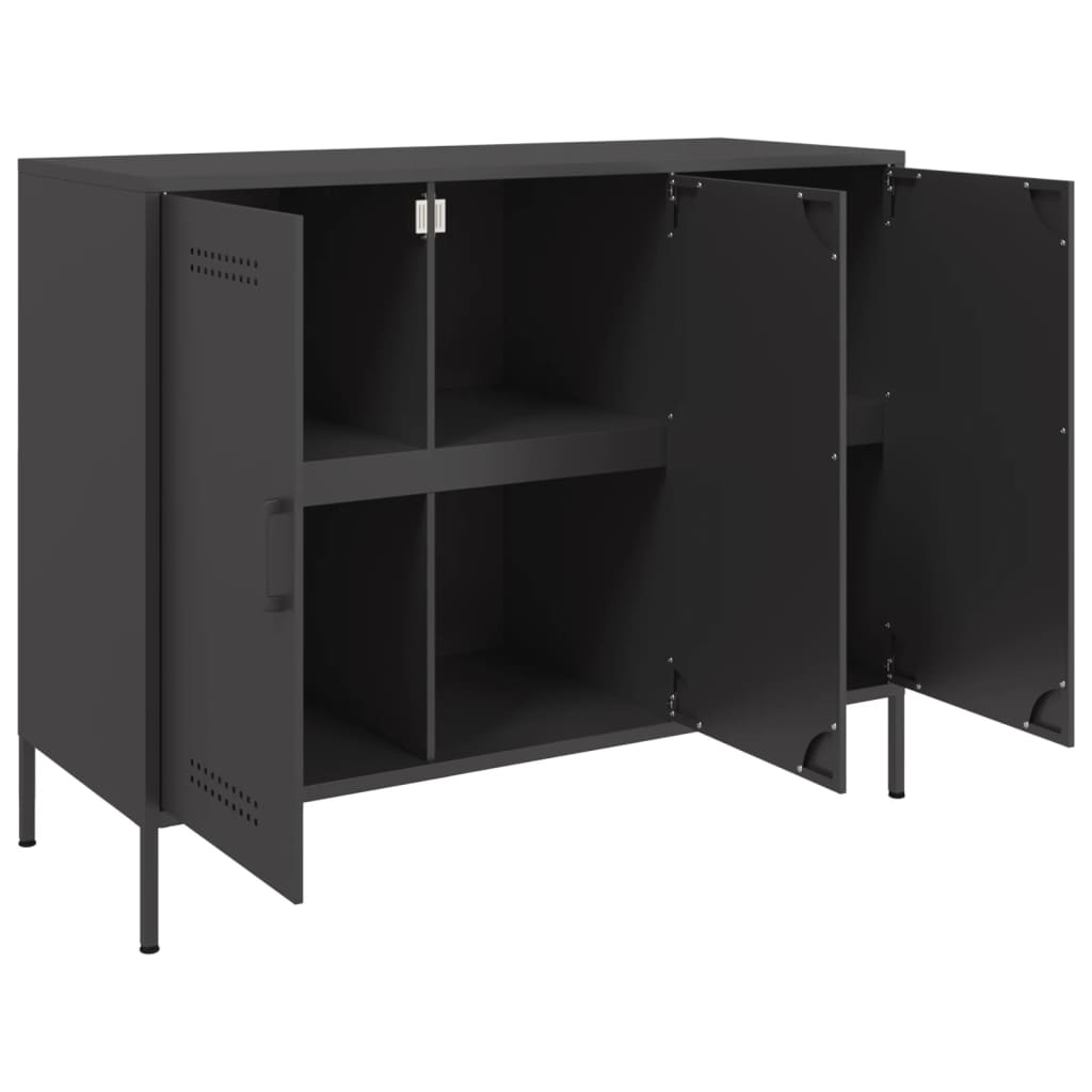 Buffet noir 100,5x39x79 cm acier