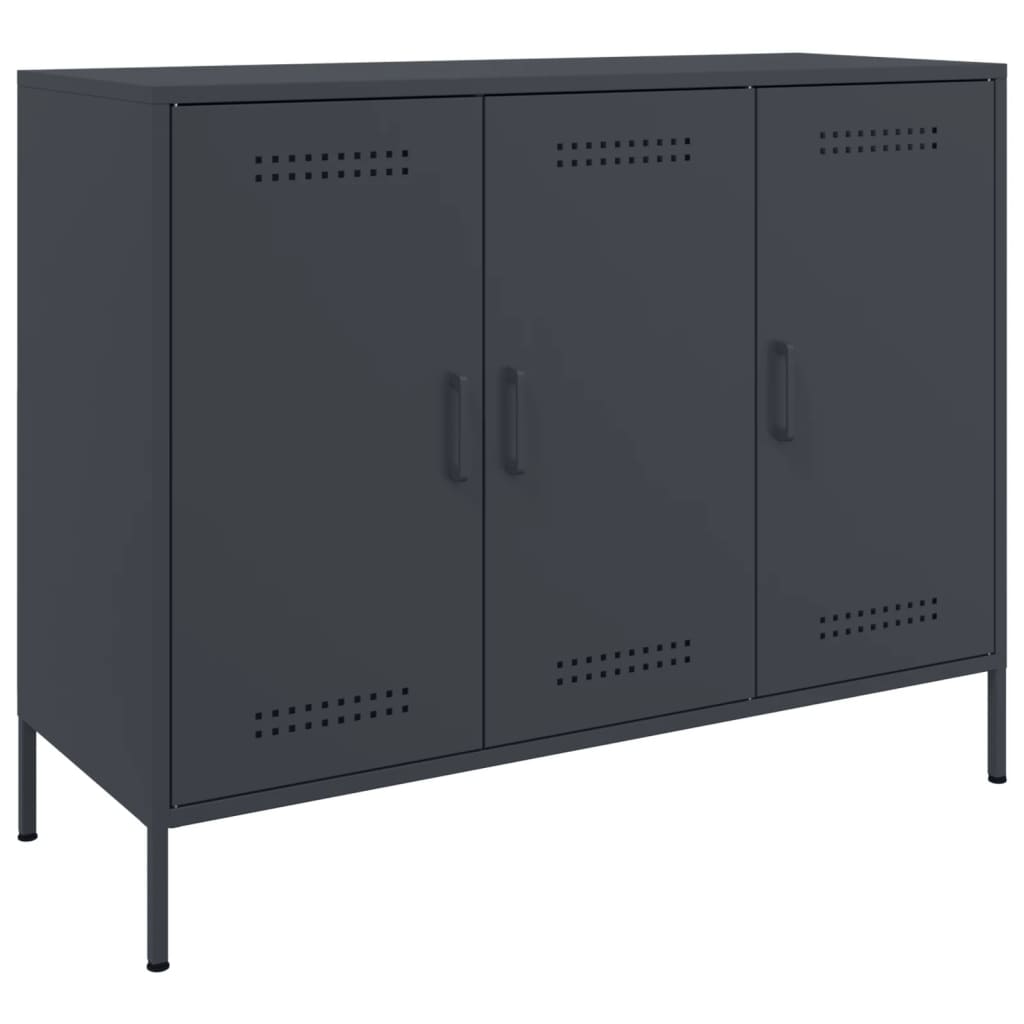 Anthrazitfarbenes Sideboard 100,5x39x79 cm aus Stahl