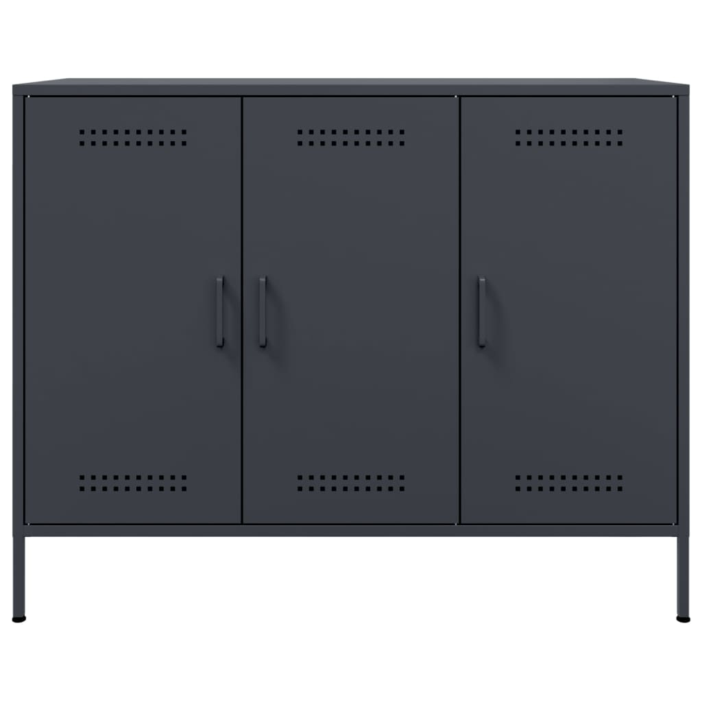 Anthrazitfarbenes Sideboard 100,5x39x79 cm aus Stahl