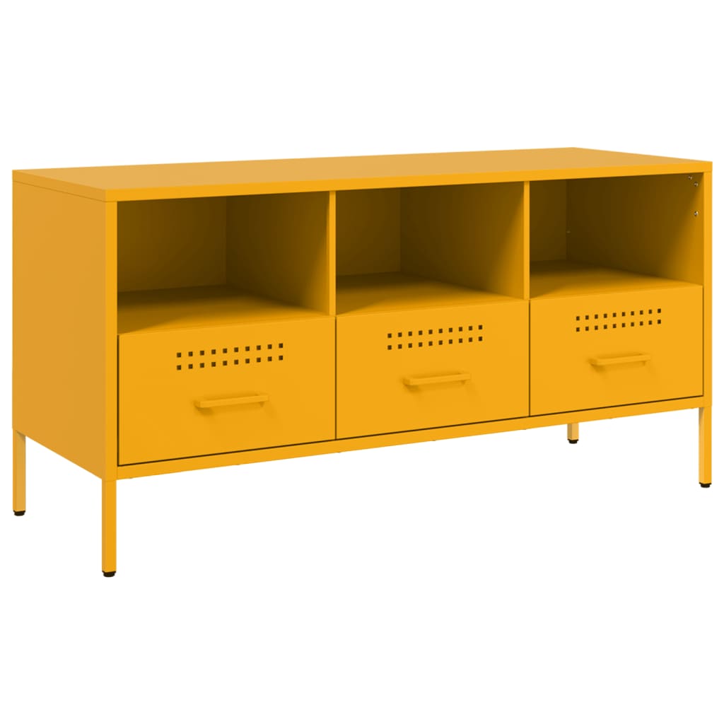 Meuble TV jaune moutarde 100,5x39x50,5 cm acier