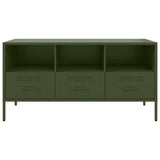 Meuble TV vert olive 100,5x39x50,5 cm acier