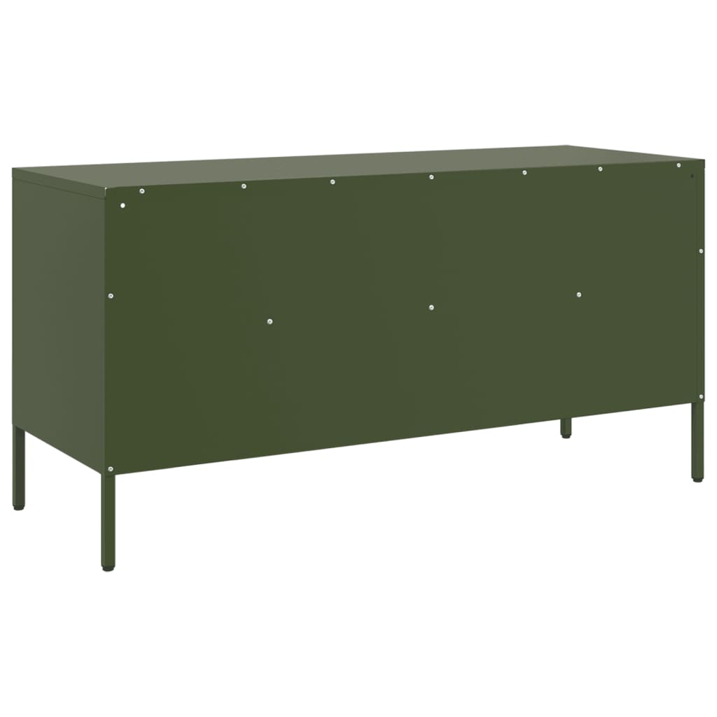 Meuble TV vert olive 100,5x39x50,5 cm acier