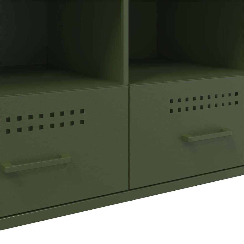 Meuble TV vert olive 100,5x39x50,5 cm acier