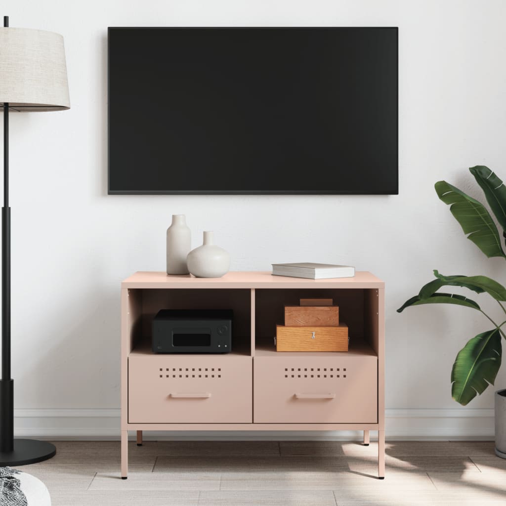 Meuble TV rose 68x39x50,5 cm acier