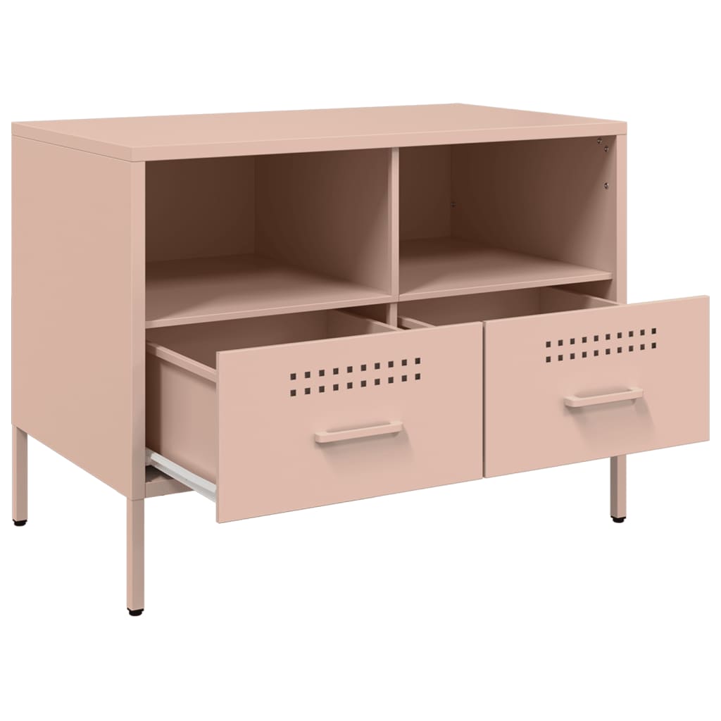 Meuble TV rose 68x39x50,5 cm acier